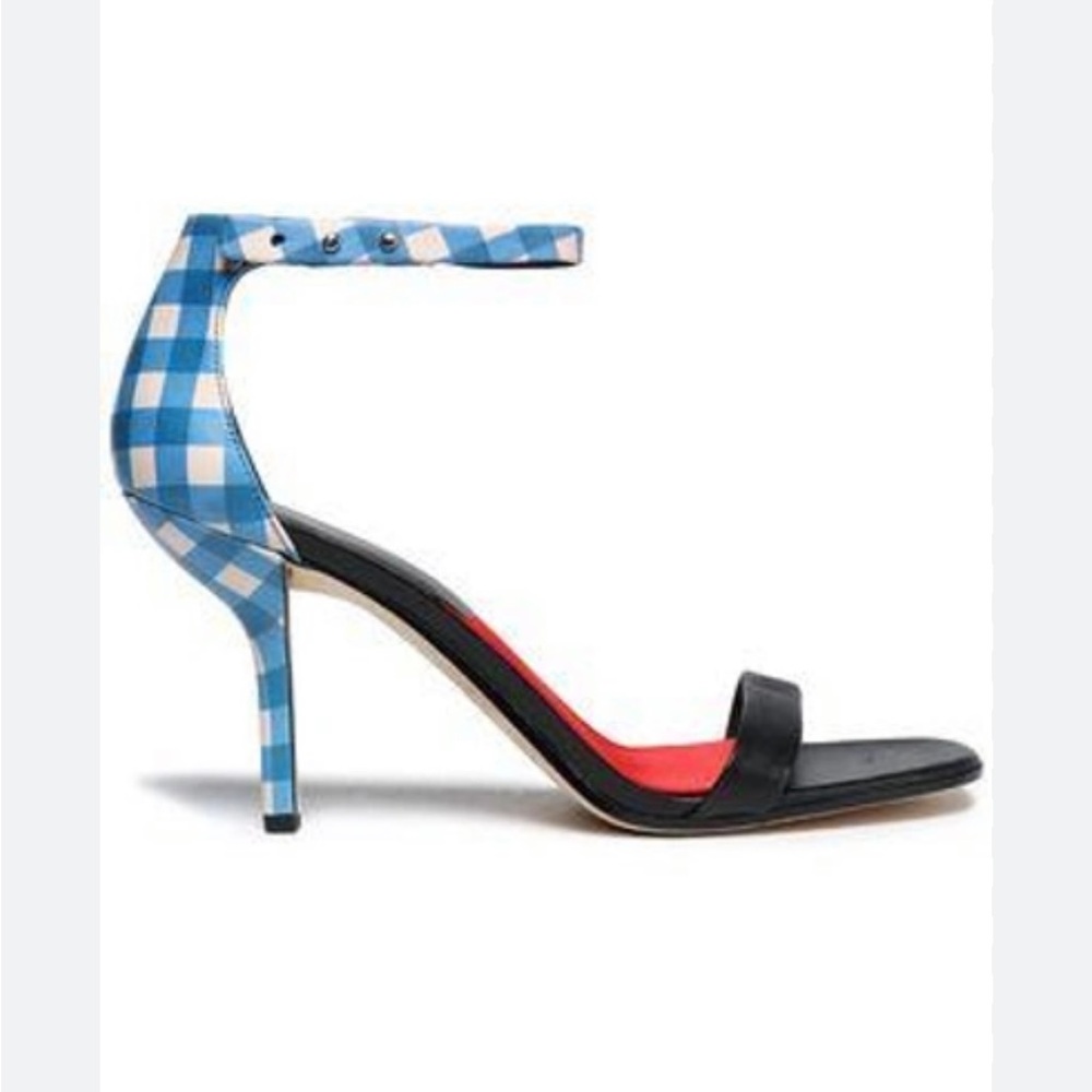 Diane Von Furstenberg Women Ferrara Gingham Leather Heels Size 8
